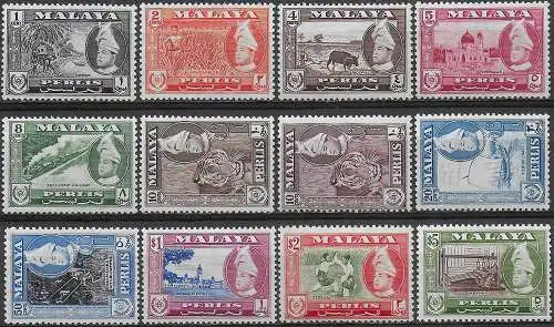 1957-62 Perlis Yussuf Izzuddin Shah 12v. MNH SG n. 29/40