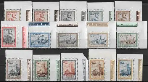 1942 San Marino Arbe 15v. af MNH Sassone n. 215/24+PA