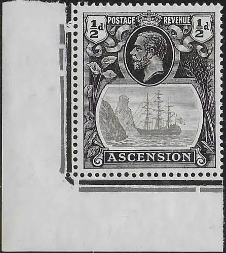 1924 Ascension ½d. cleft rock 1v. corner MNH SG n. 10c