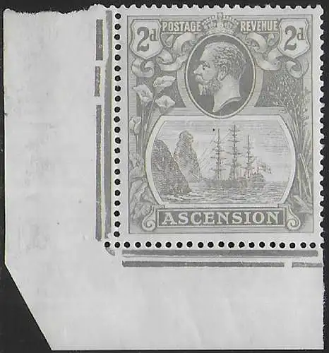 1924 Ascension 2d. cleft rock 1v. corner MNH SG n. 13c