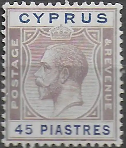 1924 Cyprus George V 45p. purple and blue MNH SG n. 116