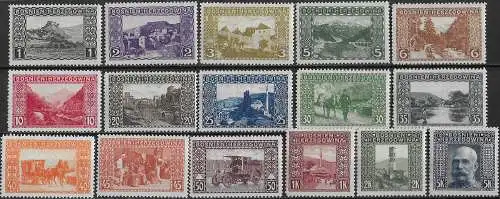 1906 Austria Bosnia-Erzegovina landscapes 16v. MNH Unificato n. 29/44