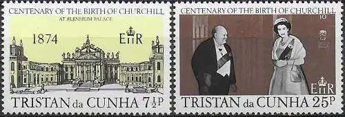 1974 Tristan da Cunha Winston Churchill 2v. MNH SG n. 193/94