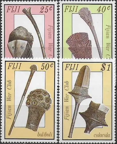 1986 Fiji ancient war clubs 4v. MNH S.G. n. 747/50