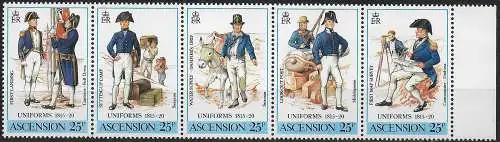 1987 Ascension military uniform 5v. MNH SG n. 433/37