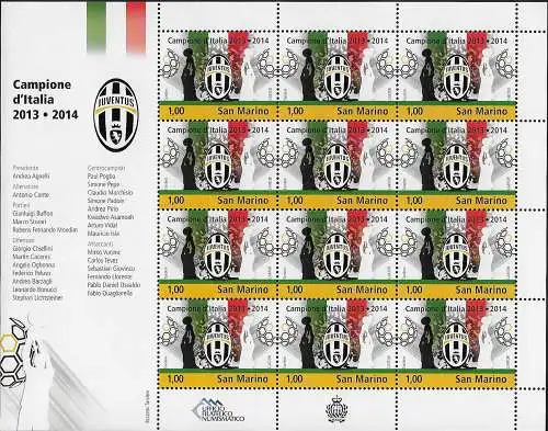 2014 San Marino Juventus campione MS MNH Unificato n. 2448