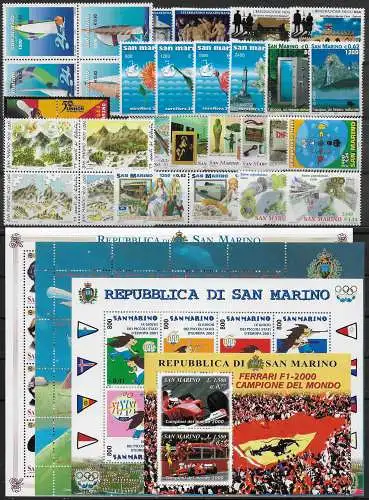 2001 San Marino complete year 30v+4MS MNH