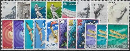 1978 San Marino complete year 16v. + 3v. airmail MNH