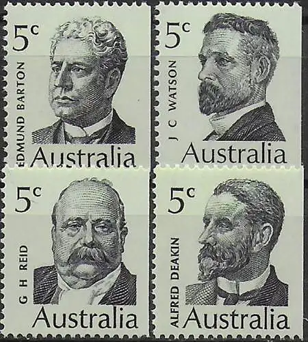 1969 Australia famous australians 2nd series 4v. MNH Michel n. 424/27