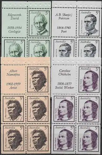 1968 Australia famous australians booklet pane 20v. MNH Michel n. HB 410/13