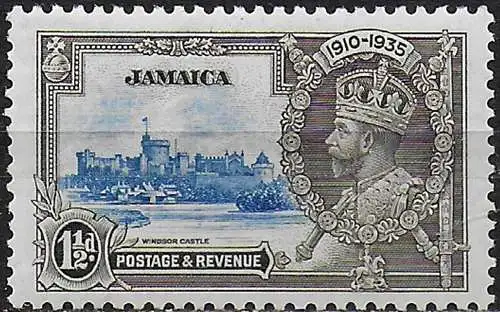 1935 Jamaica Silver Jubilee 1½d. extra flagstaff MNH SG n. 115a