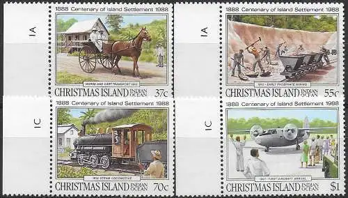 1988 Christmas Island permanent settlement 4v. MNH SG. n. 255/58