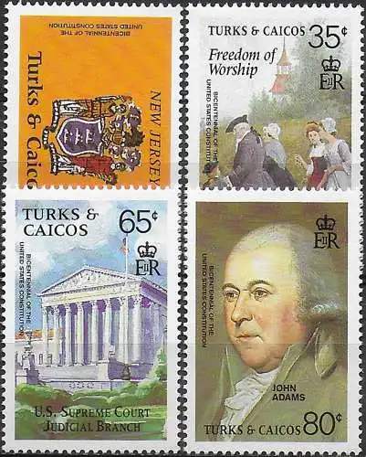 1987 Turks and Caicos U.S. Constitution 4v. MNH SG. n. 907/910