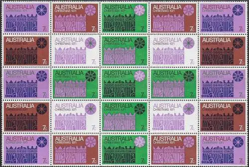 1971 Australia Christmas block of 25v. MNH Michel. n. 479/85