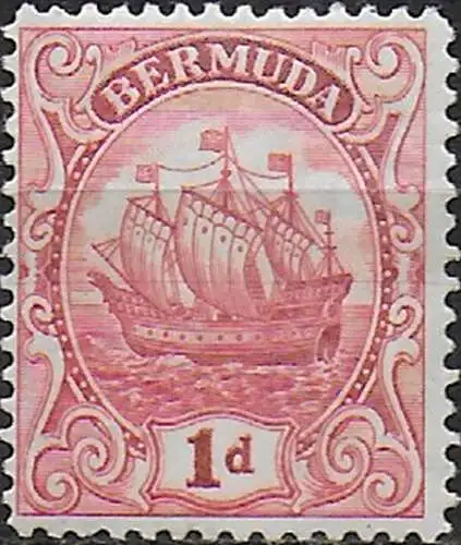 1934 Bermuda Sailing ship 1d. carmine lake MNH SG n. 79a