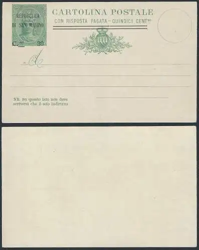 1924 San Marino postcards Libertas variety Filagrano (C12)