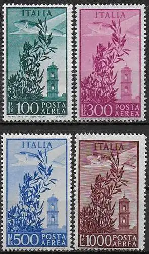 1948-52 Italia Campidoglio airmail 4v. MNH Sassone n. 142/45