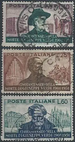 1951 Italia Giuseppe Verdi 3v. used Sassone 677/79