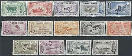 1952 Falkland Islands George VI 14v. MNH SG n. 172/85