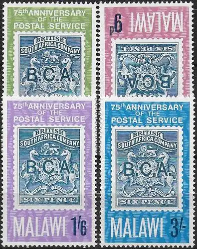 1966 Malawi postal service anniversary 4v. MNH SG. n. 263/66