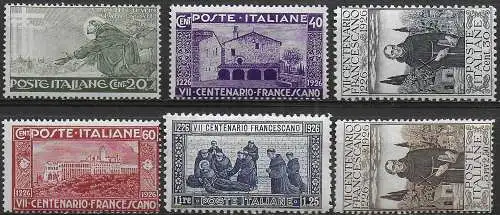 1926 Italia San Francesco 6v. MNH Sassone n. S40