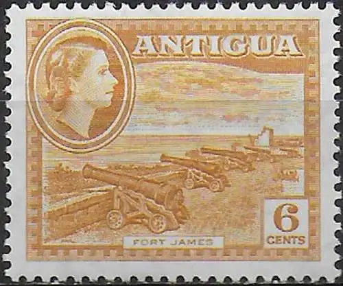 1961 Antigua 6c. dull yellow ochre MNH SG n. 126a