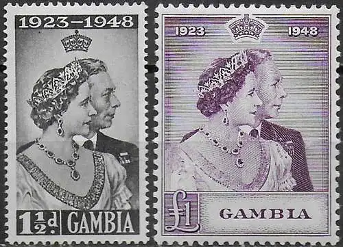 1948 Gambia Silver Wedding 2v. MNH SG n. 164/65