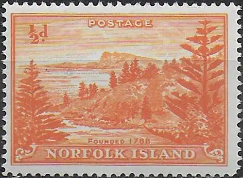 1956 Norfolk Island Ball Bay ½d. white paper MNH SG n. 1a