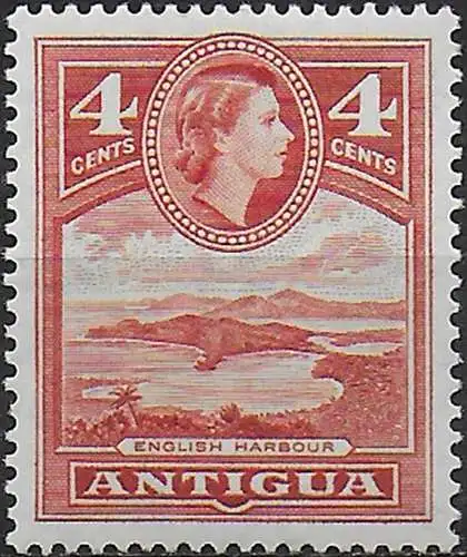 1962 Antigua 4c. brown-red MNH SG n. 124a