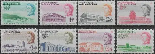 1969 Antigua Buildings 8v. p 13½ MNH SG n.181a/87a