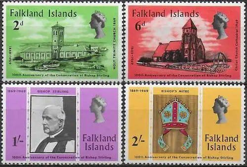 1969 Falkland Islands Bishop Stirling 4v. MNH SG n. 250/53