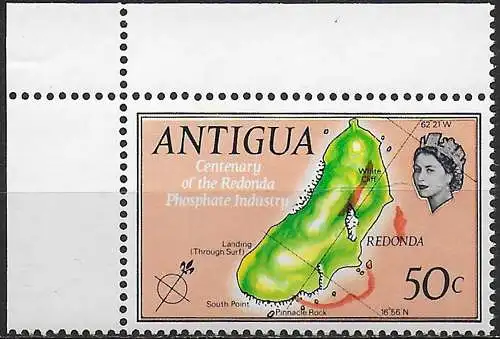 1969 Antigua Centenary of Redonda Phosphate Industry 50c. variety MNH