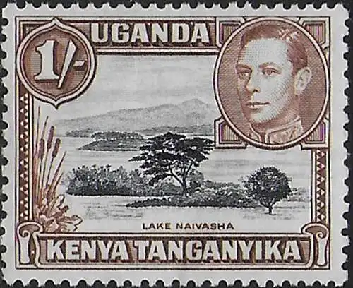 1942 Kenya Uganda Tanganyika 1s. black and brown MNH SG n. 145a