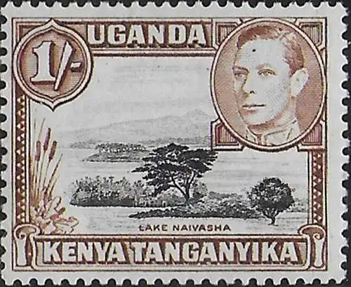 1950 Kenya Uganda Tanganyika 1s. deep black and brown MNH SG n. 145ba