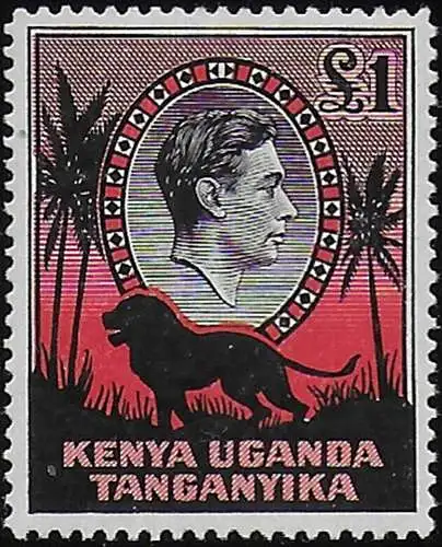 1941 Kenya Uganda Tanganyika £1 black and red MNH SG n. 150a