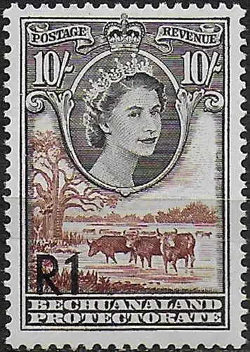 1961 Bechuanaland 1R on 10s. type II MNH SG n. 167a