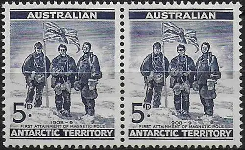 1961 Australian Antarctic Territory Shackleton Expedition variety MNH SG n. 6+6a