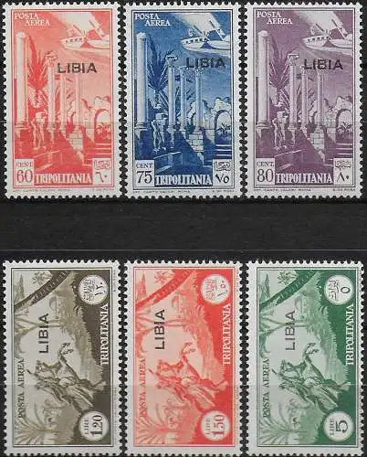 1940-41 Libia airmail 6v. overprinted MNH Sassone n. 46/51