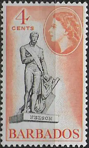 1959 Barbados Nelson 4c. reddish orange MNH SG n. 292a