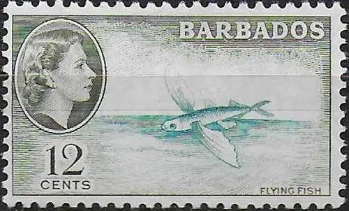 1961 Barbados Flying Fish 12c. blue bronze-green MNH SG n. 296b