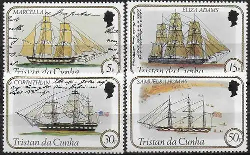 1982 Tristan da Cunha Sailing ships 4v. MNH Yv n. 306/09