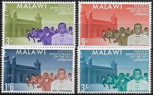 1965 Malawi 1915 Uprising 4v. MNH SG n. 238/41