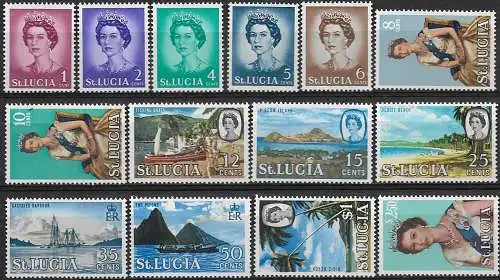 1964-69 St Lucia Elizabeth II 14v. MNH SG n. 197/210