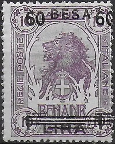 1923 Somalia 60b. on Lire 1 on 110a. variety MNH Sassone n. 43da