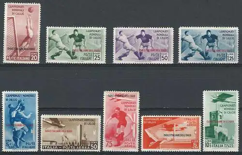 1934 Egeo Football World Cup 9v. MH Sassone n. 75/79+A