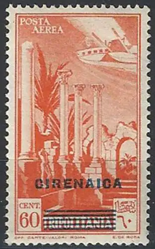 1943 Cirenaica aerea 60c. arancio MNH Sassone n. 40