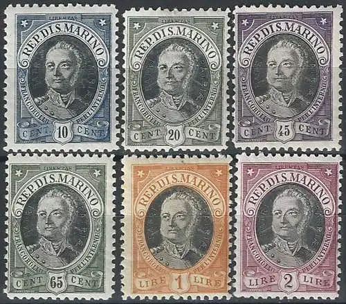 1926 San Marino Onofri 6v. MNH Sassone n. 123/28