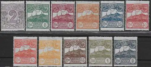 1903 San Marino Vedute 11v. MNH Sassone n. 34/43+45