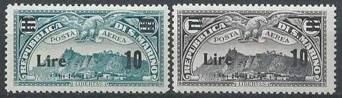 1942 San Marino f.lli PA del 1931 sopr. MNH Sass. n. A19/20