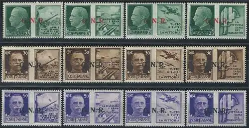 1944 Repubblica Sociale war propaganda Verona MNH Sassone n. 13/24